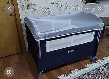 flo memar ecemi: Uşaq üçün portativ beşik/manej Tünd göy rəngli.oyuncağı, tülü,bələmək — 2