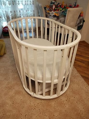 Uşaq mebeli: Oğlan və qız üçün, Yumru, Beşik, Matras ilə, Yellənmə mexanizmsiz — 4