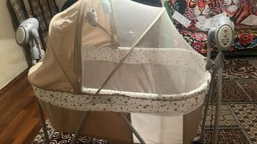 qidalandırmaq üçün uşaq stul yelləncək: Elektrikli beşik-sallanacaq beşik - Rəng: bej/kremlə ulduz naxışlı - — 2