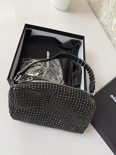 Çantalar: Alexander Wang miniatür çanta – kristal daşlarla bəzədilmiş, qara — 1