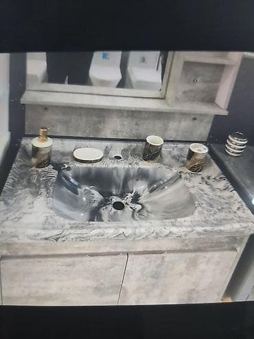 mini tablolar: Hamam ve Metbex üçün moyka. - Material: mərmər naxışlı daş-kompozit — 6