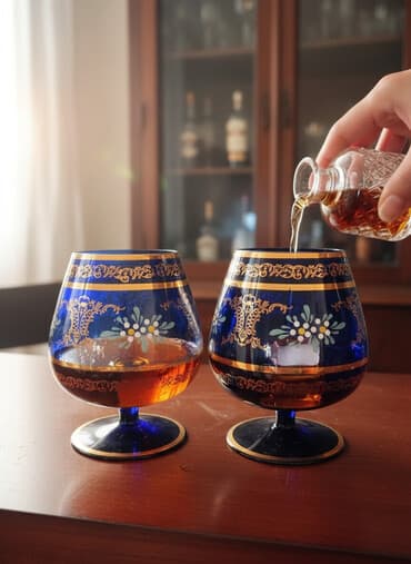 Digər içki üçün qablar: Qədəhlər, rəng - Göy, Şüşə, 2 ədədli dəst, 300 ml, SSRİ — 1