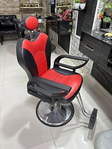 Bərbər/kosmetoloji kreslosu - Dizayn: qara-qırmızı rəng kombinasiya — 1