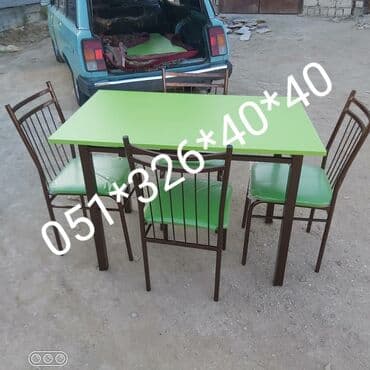 Masa və oturacaq dəstləri: Qonaq otağı üçün, Yeni, Açılan, Kvadrat masa, 4 stul — 7