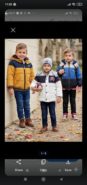 Uşaq qış gödəkçələri 1) Ağ-qara-qırmızı detallı “Rugby Town” gödəkçə