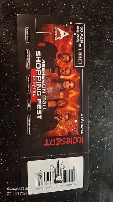 Məhsul: Abşeron Mall Shopping Fest – Konsert bileti Təsvir: - Tədbir