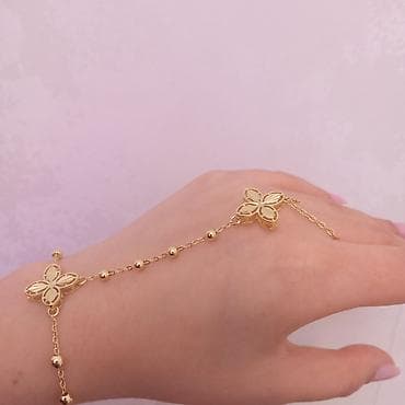 tiffany uzuk: ✨ Zərif qızılı rəng əl zənciri (qolbaq + üzük) 💫 Çox eleqant və fərqli — 2