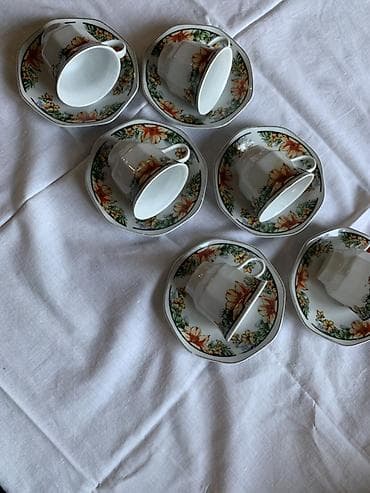 Qəhvə dəsti, rəng - Ağ, Farfor, 6 nəfərlik — 1