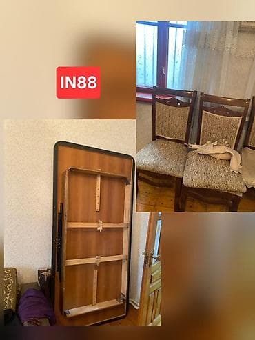 Qonaq otağı üçün, İşlənmiş, Açılan, Kvadrat masa, 8 stul — 1