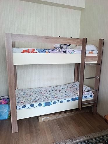 Для девочки и мальчика, Кровать, С матрасом, Без выдвижных ящиков, Ламинат — 1