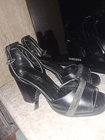 səndəl: Ayaq biləyi qayışlı, qara rəngli "Merlin" brendinə məxsus qadın — 3