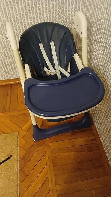 Uşaq yemək stulu - Rəng: tünd mavi/aq ağ - Yumşaq, silinməsi asan