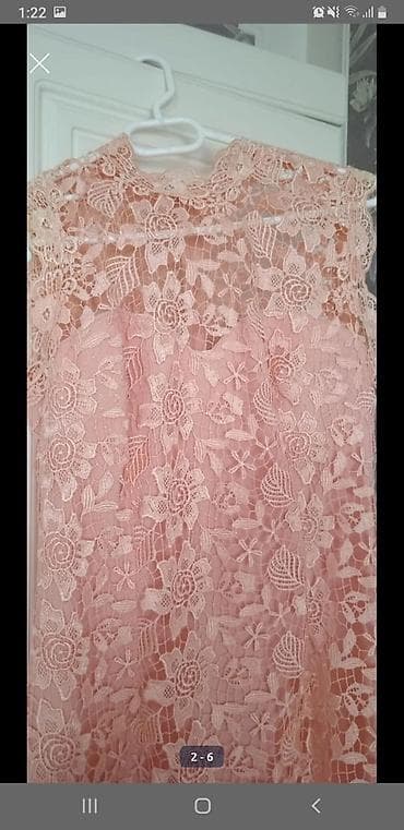 Toy paltarları və aksesuarları: Zərif güləbəti rəngdə qipir don - Material: sıx naxışlı çiçəkli qipir — 3