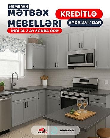 metbex mebelleri kreditle satisi: Sifarişlə mətbəx dəsti, Özü çəkən petlələr, Mat laminat, Kredit var, Pulsuz çatdırılma — 4