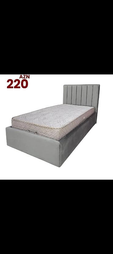 intex matras: Tək nəfərlik yumşaq başlıqlı çarpayı və döşək dəsti - Rəng: boz - — 1