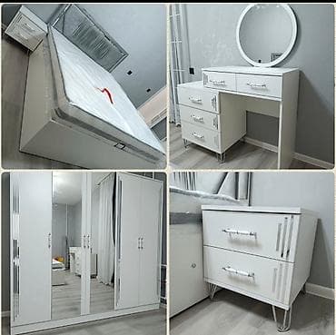 rahat mebel: Yataq otağı üçün ağ rəngli mebel dəsti təqdim olunur. Dəstə çarpayı — 1