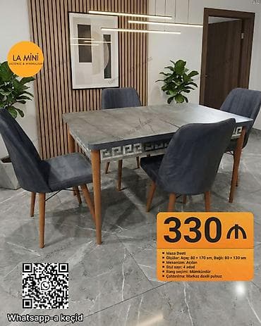 Açılan, Dördbucaq masa, 4 stul