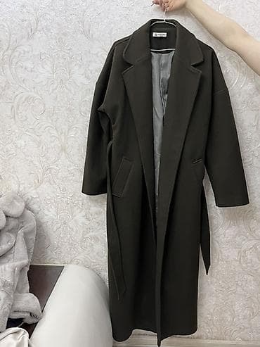 drap paltolar: Uzun palto – tünd zeytun/qaranlıq yaşıl rəngdə, klassik dizayn — 1