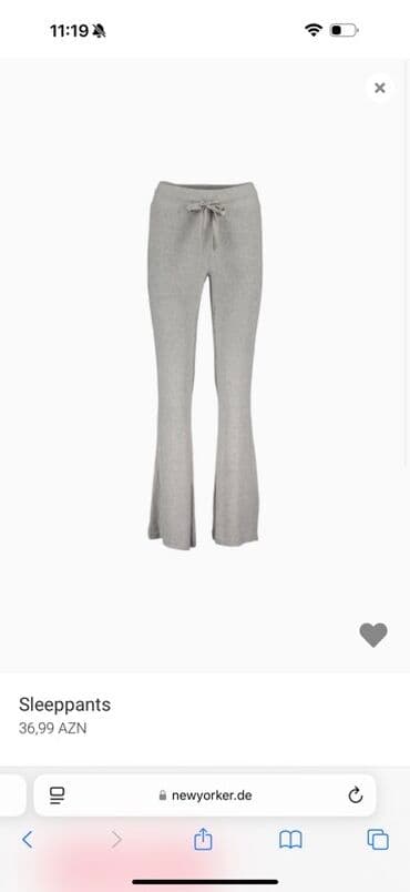 женские пижамные штаны: Məhsul: Sleeppants Qiymət: 36,99 AZN mən satıram 25AZN Təsvir: - Rəng — 1