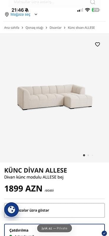 kreditle kunc divanlar: Künc Divan ALLESE – bej rəng - Modul tipli künc divanı: ALLESE - — 2