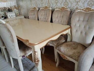 kafel qiymetleri 2022: Qonaq otağı üçün, İşlənmiş, Açılmayan, Oval masa, 6 stul — 3