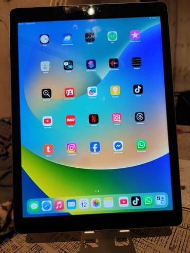 Apple ipad 12.9 (2017) ekraninda cat var Youtube Tiktok destekleyir