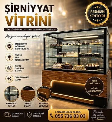 quru vitrin: Şirniyyat vitrini – premium keyfiyyət, lüks görünüş və uzunmüddətli — 1