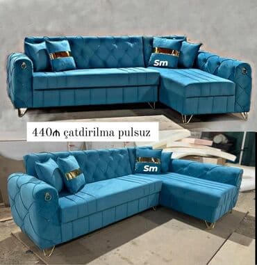 Ev üçün digər mebel: Künc divan, Yeni, Açılan, Bazasız, Vеlur parça, Pulsuz çatdırılma — 1