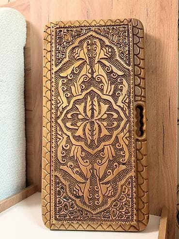Əl işı – oyma naxışlı taxta nərd dəsti - Material: bərk ağac (tam