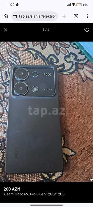 playstation 4 pro satilir: Poco M6 Pro 4G, 512 GB, rəng - Göy, Sensor — 3