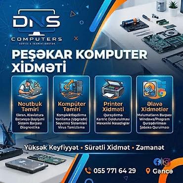 kombi temiri: Noutbuk, printer və komputerlərin texniki xidməti və təmiri DNS — 1