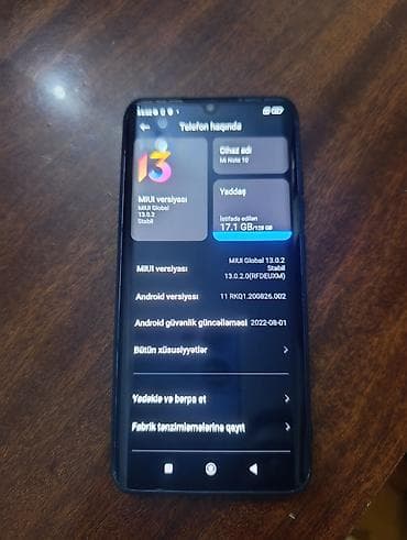 mi note 10: Xiaomi Mi Note 10, 128 GB, rəng - Qara, 
 İki sim kartlı, Barmaq izi, Face ID — 4