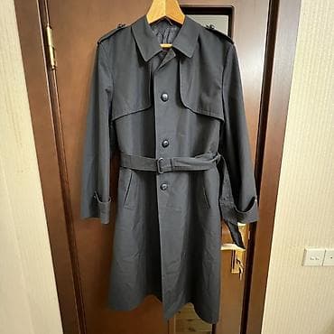 payız paltarları: Klassik tünd boz rəngli trençkot - Model: ikiqat düyməli görünüşlü — 1