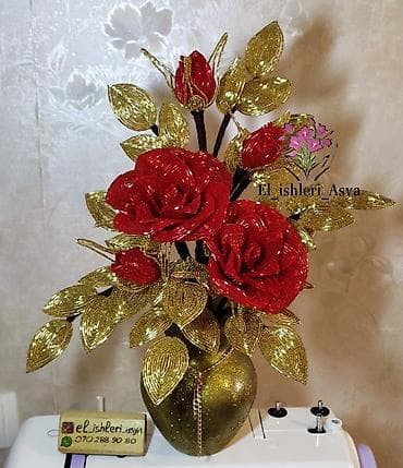 bambuk gülü: GÜLLƏR muncuqdan el ishi/sifarishle hazirlanir/daimi solmayan özel — 10