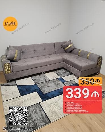 oturacaqlarin uzlenmesi: Künc divan, Açılan, Vеlur parça — 1