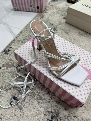 женские босоножки на танкетке: Ölçü: 39, rəng - Ağ, Yeni — 2