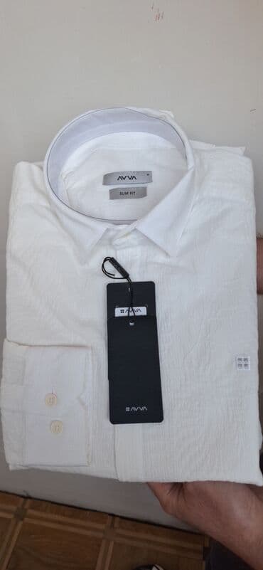 розовые мужские кофты: Мужская рубашка, Avva, M, цвет - Белый — 7