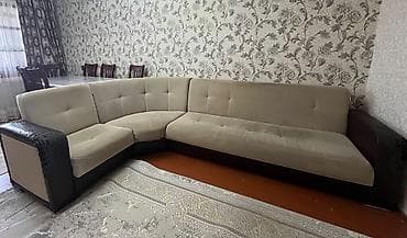 sumqayıt divan: Künc divanı – L formalı, 5 oturacaq bölməli, bej rəngli parça üzlü — 1