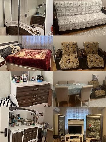 Qonaq yataq desdi divan 2 eded kreslo masa 4 eded stul kamod 2 eded
