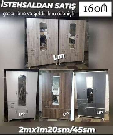 laminat qiyməti: Yeni, Açılan, 3 qapılı Düz dolab, Dolab-asılqan, Azərbaycan — 3