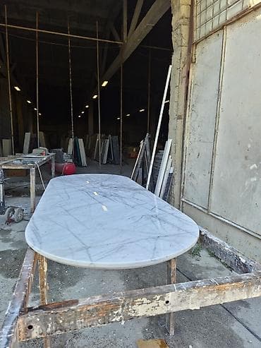 Мебель: Mərmər masa üstü – oval/uzunsov forma - Material: təbii ağ mərmər — 1