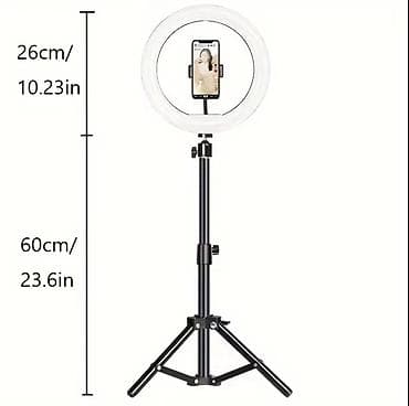 Videokameralar: 26 sm LED Ring Light + tənzimlənən stolüstü tripodu və telefon — 3