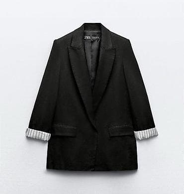ZARA qadın blezeri – kETAN.Oversize model - Rəng: qara - Kəsim — 1