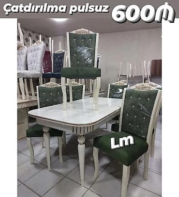 Qonaq otağı üçün, Yeni, Açılmayan, Dördbucaq masa, 6 stul
