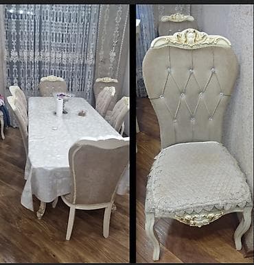 Для гостиной, Б/у, Раскладной, Прямоугольный стол, 8 стульев at lalafo.az Для гостиной, Б/у, Раскладной, Прямоугольный стол, 8 стульев