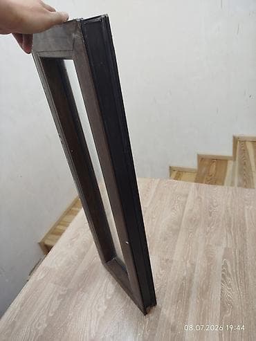 serf qapi: Dar ölçülü şüşəli çərçivə/pəncərə qanadı - Material: qəhvəyi ağac — 2