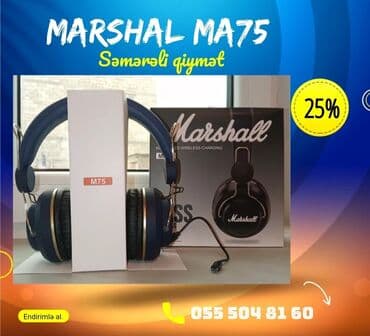 səs yazma proqramı: Новый Беспроводные (Bluetooth) Наушники, Marshall, цвет - Голубой — 1