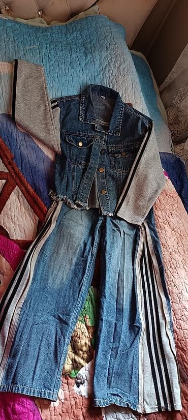 oversize şalvar: Uşaq üçün iki hissəli dəst – cins gödəkcə və cins şalvar - Üst — 1