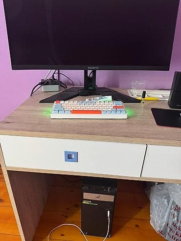 en ucuz apple macbook air: RGB işıqlı qara korpuslu masaüstü kompüter, oyun ucun yigilib — 2