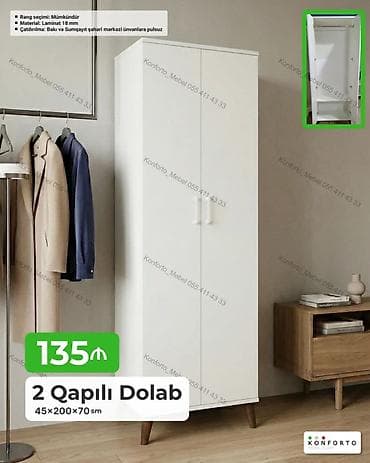 boru: Məhsul: 2 qapılı dolab - Ölçülər: 45×200×70 sm - Material: 18 mm — 1